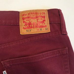 Men's Levi's 513 Jeans Size 31 x 32 Burgundy